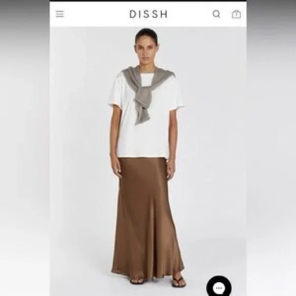 DISSH Brown Satin Maxi Skirt - Picture 2 of 2